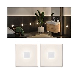 LumiTiles LED dlaždice čtvercová 2ks sada IP44 100x10mm 230/12V 2x0,8W 2700K bílá umělá hmota/hliník - PAULMANN Obrázek pro produkt LumiTiles LED dlaždice čtvercová 2ks sada IP44 100x10mm 230/12V 2x0,8W 2700K bílá umělá hmota/hliník - PAULMANN