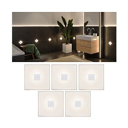LumiTiles LED dlaždice čtvercová 5ks sada IP44 100x10mm 230/12V 5x0,8W 2700K bílá umělá hmota/hliník - PAULMANN Obrázek pro produkt LumiTiles LED dlaždice čtvercová 5ks sada IP44 100x10mm 230/12V 5x0,8W 2700K bílá umělá hmota/hliník - PAULMANN