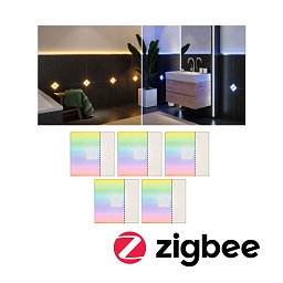 LumiTiles LED dlaždice čtvercová 5ks sada IP44 100x10mm 230/12V 5x0,75W stmívatelné 2700K bílá umělá hmota/hliník - PAULMANN Obrázek pro produkt LumiTiles LED dlaždice čtvercová 5ks sada IP44 100x10mm 230/12V 5x0,75W stmívatelné 2700K bílá umělá hmota/hliník - PAULMANN