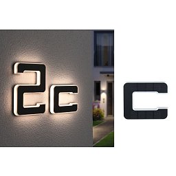 Solární LED domovní číslo a svítidlo písmeno C vč. vyměnitelné nabíjecí baterie IP44 3000K černá - PAULMANN Obrázek pro produkt Solární LED domovní číslo a svítidlo písmeno C vč. vyměnitelné nabíjecí baterie IP44 3000K černá - PAULMANN