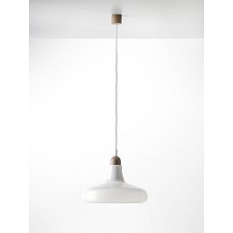 Shadows XL, závěsné svítidlo, ručně foukané sklo, triplex opál / voskovaný dub / bílý kabel, 5W LED, prům. 39,5cm - BROKIS A Obrázek pro produkt Shadows XL, závěsné svítidlo, ručně foukané sklo, triplex opál / voskovaný dub / bílý kabel, 5W LED, prům. 39,5cm - BROKIS A