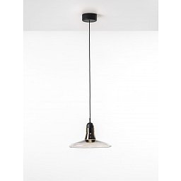 Shadows, závěsné svítidlo, ručně foukané sklo, hnědá kouřová / černý dub / černý kabel, 5W LED, prům. 28cm - BROKIS A Obrázek pro produkt Shadows, závěsné svítidlo, ručně foukané sklo, hnědá kouřová / černý dub / černý kabel, 5W LED, prům. 28cm - BROKIS A