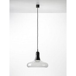 Shadows XL, závěsné svítidlo, ručně foukané sklo, šedá kouřová / černý dub / černý kabel, 5W LED, prům. 39,5cm - BROKIS A Obrázek pro produkt Shadows XL, závěsné svítidlo, ručně foukané sklo, šedá kouřová / černý dub / černý kabel, 5W LED, prům. 39,5cm - BROKIS A