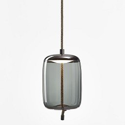 Knot Cilindro, závěsné svítidlo, šedé kouřové sklo / černý chrom, 14W LED 2700K stmívatelné, prům.30cm - BROKIS C Obrázek pro produkt Knot Cilindro, závěsné svítidlo, šedé kouřové sklo / černý chrom, 14W LED 2700K stmívatelné, prům.30cm - BROKIS C