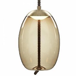 Knot Uovo, závěsné svítidlo, hnědé kouřové sklo lesklé / mosaz, 14W LED 2700K stmívatelné, prům.30cm - BROKIS A Obrázek pro produkt Knot Uovo, závěsné svítidlo, hnědé kouřové sklo lesklé / mosaz, 14W LED 2700K stmívatelné, prům.30cm - BROKIS A