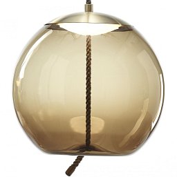 Knot Sfera, závěsné svítidlo, hnědé kouřové sklo lesklé / mosaz, 14W LED 2700K stmívatelné, prům.50cm - BROKIS A Obrázek pro produkt Knot Sfera, závěsné svítidlo, hnědé kouřové sklo lesklé / mosaz, 14W LED 2700K stmívatelné, prům.50cm - BROKIS A
