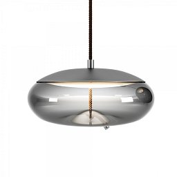 Knot Disco, závěsné svítidlo, šedé kouřové sklo lesklé / černý chrom, 14W LED 2700K stmívatelné, prům.50cm - BROKIS C Obrázek pro produkt Knot Disco, závěsné svítidlo, šedé kouřové sklo lesklé / černý chrom, 14W LED 2700K stmívatelné, prům.50cm - BROKIS C