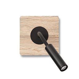 MOOD SQ nástěnná lampa na čtení, černá a dřevo - FARO Obrázek pro produkt MOOD SQ nástěnná lampa na čtení, černá a dřevo - FARO