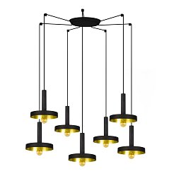 WHIZZ závěsné svítidlo, černá/zlatá, 7L - FARO Obrázek pro produkt WHIZZ závěsné svítidlo, černá/zlatá, 7L - FARO