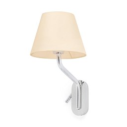 ETERNA pravá chrom/béžová nástěnná lampa se čtecí lampičkou - FARO Obrázek pro produkt ETERNA pravá chrom/béžová nástěnná lampa se čtecí lampičkou - FARO