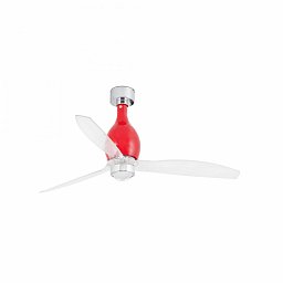 MINI ETERFAN M LED, červená/transparentní, stropní ventilátor s DC motorem - FARO Obrázek pro produkt MINI ETERFAN M LED, červená/transparentní, stropní ventilátor s DC motorem - FARO