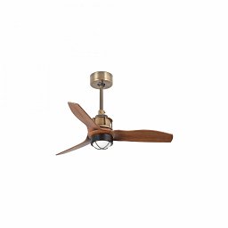 JUST FAN XS LED, starozlatá/dřevo, stropní ventilátor 81cm - FARO Obrázek pro produkt JUST FAN XS LED, starozlatá/dřevo, stropní ventilátor 81cm - FARO