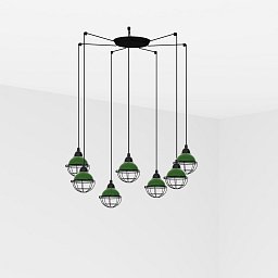 CLAIRE závěsné svítidlo, zelená 7L - FARO Obrázek pro produkt CLAIRE závěsné svítidlo, zelená 7L - FARO