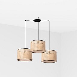 MAMBO závěsné svítidlo, černá/ratan, pr.450 3L - FARO Obrázek pro produkt MAMBO závěsné svítidlo, černá/ratan, pr.450 3L - FARO