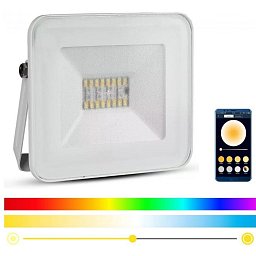 LED chytrý stmívatelný RGB reflektor 20W 230V IP65 bílá - V-TAC Obrázek pro produkt LED chytrý stmívatelný RGB reflektor 20W 230V IP65 bílá - V-TAC