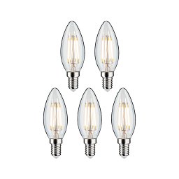 Filament 230V LED svíčka E14 5x4,8W 2700K čirá - PAULMANN Obrázek pro produkt Filament 230V LED svíčka E14 5x4,8W 2700K čirá - PAULMANN