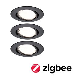 LED vestavné svítidlo Smart Home Zigbee Base Coin základní sada výklopné kruhové 90mm 20° 3x4,9W 230V stmívatelné 3000K černá mat - PAULMANN Obrázek pro produkt LED vestavné svítidlo Smart Home Zigbee Base Coin základní sada výklopné kruhové 90mm 20° 3x4,9W 230V stmívatelné 3000K černá mat - PAULMANN