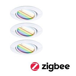 LED vestavné svítidlo Smart Home Zigbee Base Coin základní sada výklopné kruhové 90mm 20° 3x4,9W 230V stmívatelné RGBW+ bílá - PAULMANN Obrázek pro produkt LED vestavné svítidlo Smart Home Zigbee Base Coin základní sada výklopné kruhové 90mm 20° 3x4,9W 230V stmívatelné RGBW+ bílá - PAULMANN