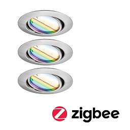 LED vestavné svítidlo Smart Home Zigbee Base Coin základní sada výklopné kruhové 90mm 20° 3x4,9W 230V stmívatelné RGBW+ kov kartáčovaný - PAULMANN Obrázek pro produkt LED vestavné svítidlo Smart Home Zigbee Base Coin základní sada výklopné kruhové 90mm 20° 3x4,9W 230V stmívatelné RGBW+ kov kartáčovaný - PAULMANN