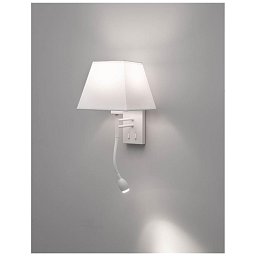 Nástěnné svítidlo VALENCIA bílý hliník bílé stínidlo E27 1x40W LED 3W čtecí lampička / vypínač na těle - NOVA LUCE Obrázek pro produkt Nástěnné svítidlo VALENCIA bílý hliník bílé stínidlo E27 1x40W LED 3W čtecí lampička / vypínač na těle - NOVA LUCE