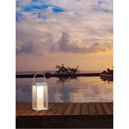 Venkovní stolní lampa VERHAAL bílý hliník a čiré sklo LED 2W 3000K 3,7V 360st. IP54 solární / USB kabel / vypínač na těle - NOVA LUCE Obrázek pro produkt Venkovní stolní lampa VERHAAL bílý hliník a čiré sklo LED 2W 3000K 3,7V 360st. IP54 solární / USB kabel / vypínač na těle - NOVA LUCE
