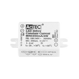 DRIVER 4W ACTEC MINI IP65 100-240V 3-12V DC 350mA nestmívatelné - NOVA LUCE Obrázek pro produkt DRIVER 4W ACTEC MINI IP65 100-240V 3-12V DC 350mA nestmívatelné - NOVA LUCE