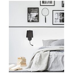 Nástěnné svítidlo SAGE černý hliník černé stínidlo vypínač na těle E27 1x12W LED 1x3W 220V bez žárovky IP20 čtecí lampička - NOVA LUCE Obrázek pro produkt Nástěnné svítidlo SAGE černý hliník černé stínidlo vypínač na těle E27 1x12W LED 1x3W 220V bez žárovky IP20 čtecí lampička - NOVA LUCE