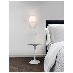 Nástěnné svítidlo NIA bílý kov bílé stínidlo vypínač na těle LED 3W 3000K E14 1x5W 230V IP20 bez žárovky se čtecí lampičkou - NOVA LUCE Obrázek pro produkt Nástěnné svítidlo NIA bílý kov bílé stínidlo vypínač na těle LED 3W 3000K E14 1x5W 230V IP20 bez žárovky se čtecí lampičkou - NOVA LUCE
