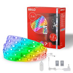 Magic RGBIC LED pásek, 3 metry, s hudebním senzorem, 12 W, umělá hmota - BRILO Obrázek pro produkt Magic RGBIC LED pásek, 3 metry, s hudebním senzorem, 12 W, umělá hmota - BRILO