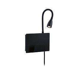 LED nástěnné svítidlo Halina USB C 2700K 230V 2,4W černá mat - PAULMANN Obrázek pro produkt LED nástěnné svítidlo Halina USB C 2700K 230V 2,4W černá mat - PAULMANN