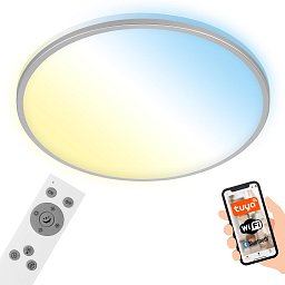 LED CCT Smart stropní svítidlo pr. 33,3 cm 24W 2500lm chrom - BRILO Obrázek pro produkt LED CCT Smart stropní svítidlo pr. 33,3 cm 24W 2500lm chrom - BRILO
