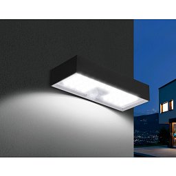 Venkovní nástěnné solární svítidlo LED DOMINO černá 6W 4000K IP65 - CENTURY Obrázek pro produkt Venkovní nástěnné solární svítidlo LED DOMINO černá 6W 4000K IP65 - CENTURY