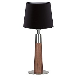 Stolní lampa Conico E27 max. 60W ořech / látka černá-stříbrná - HERZBLUT Obrázek pro produkt Stolní lampa Conico E27 max. 60W ořech / látka černá-stříbrná - HERZBLUT