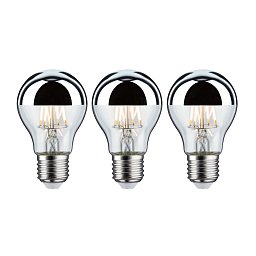 Sada LED žárovka E27 230V 3x6,5W 2700K zrcadlový svrchlík stříbrná - PAULMANN Obrázek pro produkt Sada LED žárovka E27 230V 3x6,5W 2700K zrcadlový svrchlík stříbrná - PAULMANN