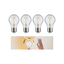 Set 3-krokové-stmívatelné LED žárovka E27 230V 4x5W 2700K stmívatelné čirá - PAULMANN Obrázek pro produkt Set 3-krokové-stmívatelné LED žárovka E27 230V 4x5W 2700K stmívatelné čirá - PAULMANN
