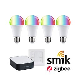 Startovací sada Zigbee 3.0 LED žárovka E27 RGBW + Gateway smik + vypínač - PAULMANN Obrázek pro produkt Startovací sada Zigbee 3.0 LED žárovka E27 RGBW + Gateway smik + vypínač - PAULMANN