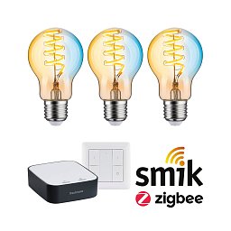 Startovací sada Zigbee 3.0 LED žárovka Filament E27 měnitelná bílá + Gateway smik + vypínač - PAULMANN Obrázek pro produkt Startovací sada Zigbee 3.0 LED žárovka Filament E27 měnitelná bílá + Gateway smik + vypínač - PAULMANN