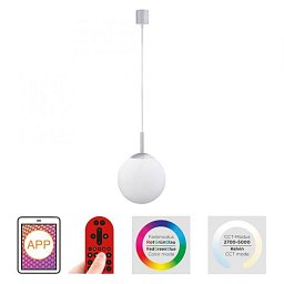Ls-BOLO LED závěsné svítidlo Smarthome průměr 20cm stříbrná stmívatelné s aplikací dálkový ovladač Tuya RGB/2700-5000K - JUST LIGHT Obrázek pro produkt Ls-BOLO LED závěsné svítidlo Smarthome průměr 20cm stříbrná stmívatelné s aplikací dálkový ovladač Tuya RGB/2700-5000K - JUST LIGHT