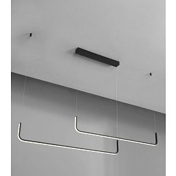 Závěsné svítidlo STRITA LED 40W 2857lm 3000K stmívatelné pískově černý hliník - NOVALUCE Obrázek pro produkt Závěsné svítidlo STRITA LED 40W 2857lm 3000K stmívatelné pískově černý hliník - NOVALUCE