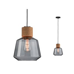 Závěsné svítidlo Elia 1-ramenné kouřové sklo/korek/černá - PAULMANN Obrázek pro produkt Závěsné svítidlo Elia 1-ramenné kouřové sklo/korek/černá - PAULMANN