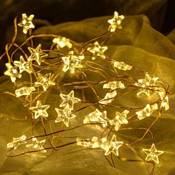 DecoLED LED světelný řetěz na baterie - hvězdičky, teple bílá, 40 diod, 3,4 m Obrázek pro produkt DecoLED LED světelný řetěz na baterie - hvězdičky, teple bílá, 40 diod, 3,4 m