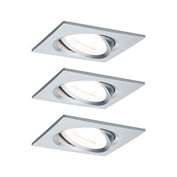 Vestavné svítidlo LED Nova hranaté 3x6,5W GU10 hliník broušený nastavitelné - PAULMANN Obrázek pro produkt Vestavné svítidlo LED Nova hranaté 3x6,5W GU10 hliník broušený nastavitelné - PAULMANN
