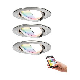 SmartHome Zigbee vestavná svítidla sada LED Coin Nova Plus 3x3,5W RGBW kov kartáčovaný - PAULMANN Obrázek pro produkt SmartHome Zigbee vestavná svítidla sada LED Coin Nova Plus 3x3,5W RGBW kov kartáčovaný - PAULMANN