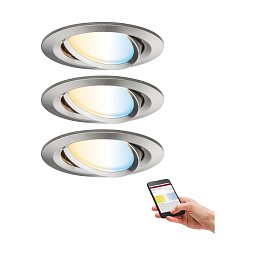 SmartHome Zigbee LED vestavná svítidla sada Nova Plus 3x6,5W kov kartáčovaný - PAULMANN Obrázek pro produkt SmartHome Zigbee LED vestavná svítidla sada Nova Plus 3x6,5W kov kartáčovaný - PAULMANN