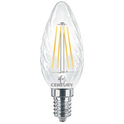 LED FILAMENT SVÍČKA TWIST ČIRÁ 4W E14 2700K 470Lm 360d 35x98mm IP20 - CENTURY Obrázek pro produkt LED FILAMENT SVÍČKA TWIST ČIRÁ 4W E14 2700K 470Lm 360d 35x98mm IP20 - CENTURY