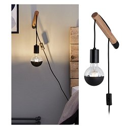 Nástěnné svítidlo Kian E27 max. 40W dřevo/černá, dřevo/kov - PAULMANN Obrázek pro produkt Nástěnné svítidlo Kian E27 max. 40W dřevo/černá, dřevo/kov - PAULMANN