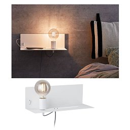 Nástěnné svítidlo Ablage Devara E27 max. 40W bílá / kov USB - PAULMANN Obrázek pro produkt Nástěnné svítidlo Ablage Devara E27 max. 40W bílá / kov USB - PAULMANN