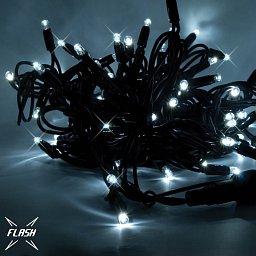 DecoLED LED světelný řetěz, 20m, ledově bílá s FLASH efektem, 120 diod, černý kabel SFNX120 Obrázek pro produkt DecoLED LED světelný řetěz, 20m, ledově bílá s FLASH efektem, 120 diod, černý kabel SFNX120