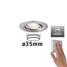LED vestavné svítidlo Nova mini Plus EasyDim výklopné 1x4,2W 2.700K kov kartáčovaný 230V - PAULMANN Obrázek pro produkt LED vestavné svítidlo Nova mini Plus EasyDim výklopné 1x4,2W 2.700K kov kartáčovaný 230V - PAULMANN