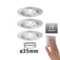 LED vestavné svítidlo Nova mini Plus EasyDim výklopné 3x4,2W 2.700K hliník 230V - PAULMANN Obrázek pro produkt LED vestavné svítidlo Nova mini Plus EasyDim výklopné 3x4,2W 2.700K hliník 230V - PAULMANN
